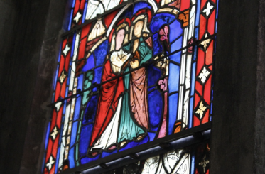 Basilique St Urbain de Troyes - Verrière de protection d'un panneau ancien